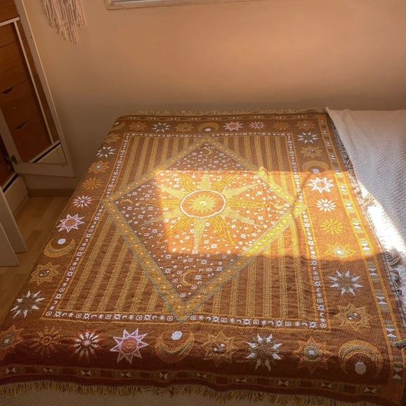 Celestial Sun Bohemian, Jacquard Blanket | Fine Woven | Spiritual, Astrology - Picture 3 of 5